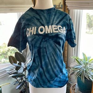 Sorority Tiedye Blue Shirt, Chi Omega